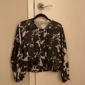 Club Monaco black and white print sheer jacket